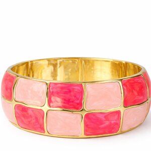 Pink Enamel Gold Statement Bracelet – Southern Glitz Bold Bangle